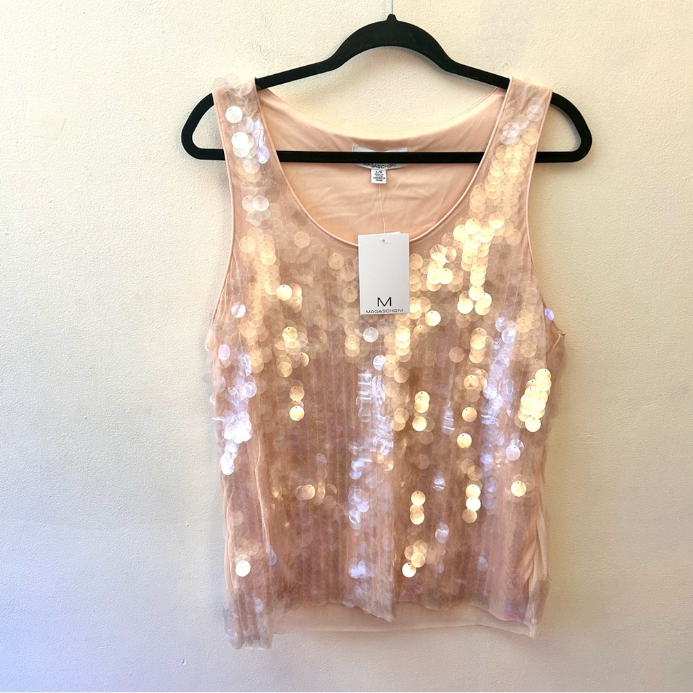 Magaschoni sequin covered tank blouse size Large
